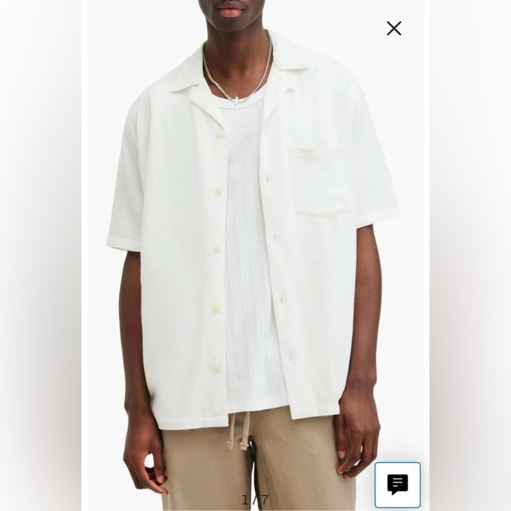 All saints white linen blend shirt